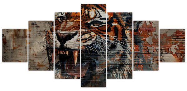Obraz - Tygr z cihel (210x100 cm)