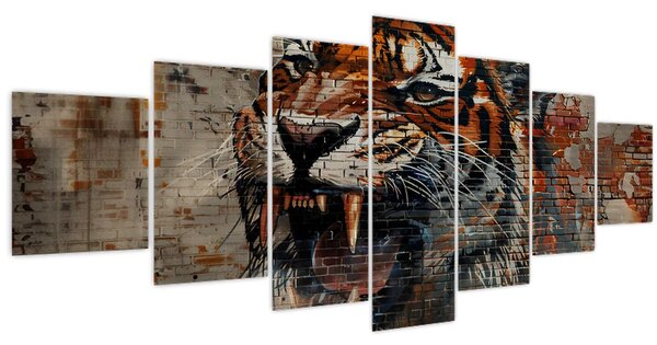 Obraz - Tygr z cihel (210x100 cm)