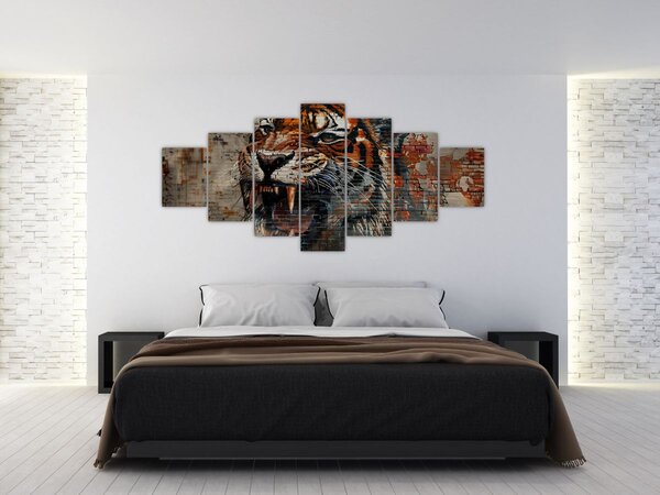 Obraz - Tygr z cihel (210x100 cm)