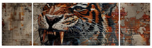 Obraz - Tygr z cihel (170x50 cm)