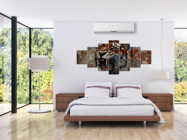 Obraz - Tygr z cihel (210x100 cm)