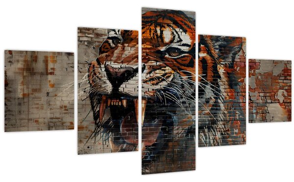 Obraz - Tygr z cihel (125x70 cm)
