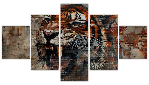 Obraz - Tygr z cihel (125x70 cm)
