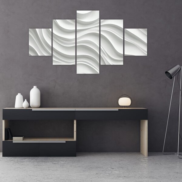 Obraz - 3D bílé vlny (125x70 cm)