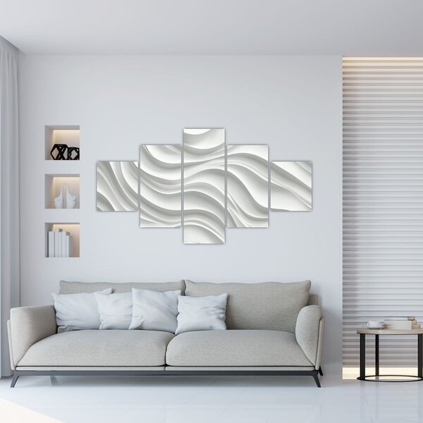 Obraz - 3D bílé vlny (125x70 cm)