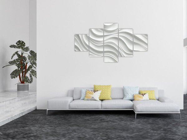 Obraz - 3D bílé vlny (125x70 cm)