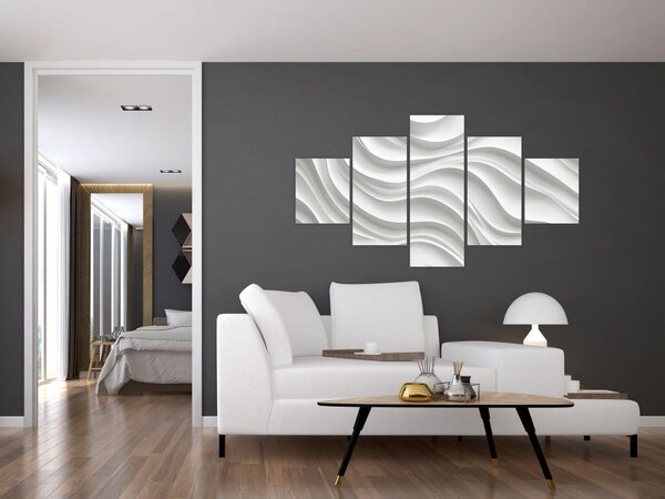 Obraz - 3D bílé vlny (125x70 cm)