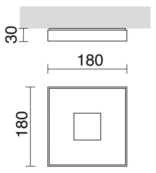 Cristher Viena Square LED přisazené svítidlo 180x180mm