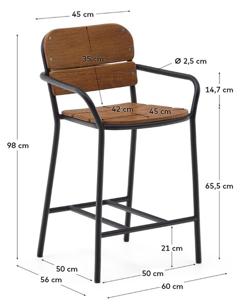 Hnědá dřevěná barová židle Kave Home Algueret 65,5 cm