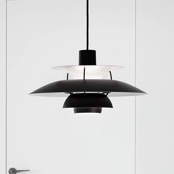 Louis Poulsen PH 5 závěsné světlo monochrom černá, stmívatelný, Černá, Obývací pokoj / jídelna, Hliník, Design