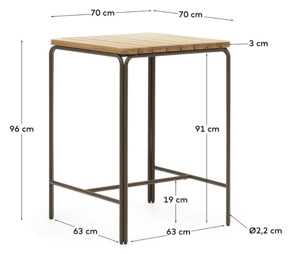 Akáciový zahradní barový stůl Kave Home Salguer 70 x 70 cm