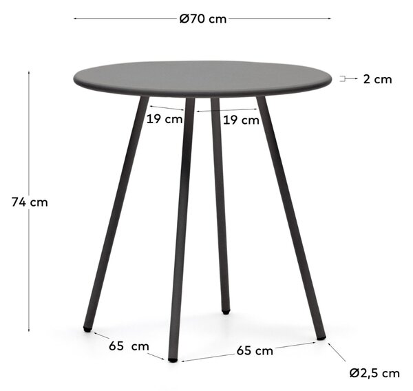 Šedý kovový zahradní jídelní stůl Kave Home Montjoi 70 cm