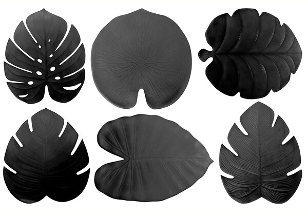 VILLA D’ESTE HOME Prostírání Jungle Tropické listy 47x37 cm, černá