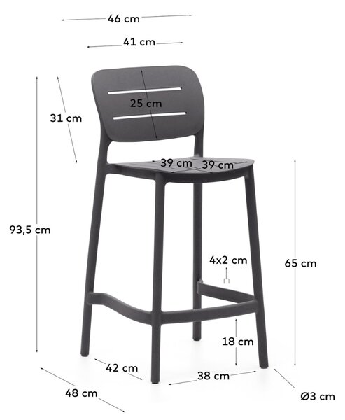 Šedá plastová zahradní barová židle Kave Home Morella 65 cm