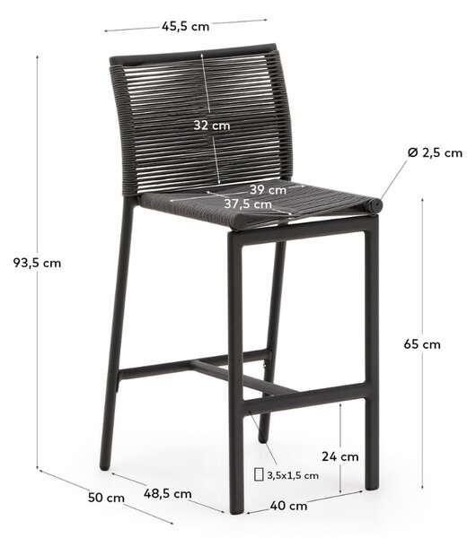 Šedá zahradní barová židle Kave Home Culip 65 cm