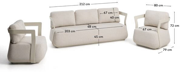 Kave Home Krémový set zahradní pohovky a křesel Tamaris