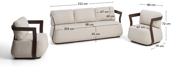 Kave Home Hnědo-béžový set zahradní pohovky a křesel Tamaris