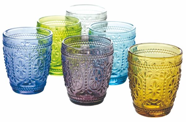 VILLA D’ESTE HOME Set sklenic na vodu Imperial 6 kusů, barevný, reliéf, 295 ml