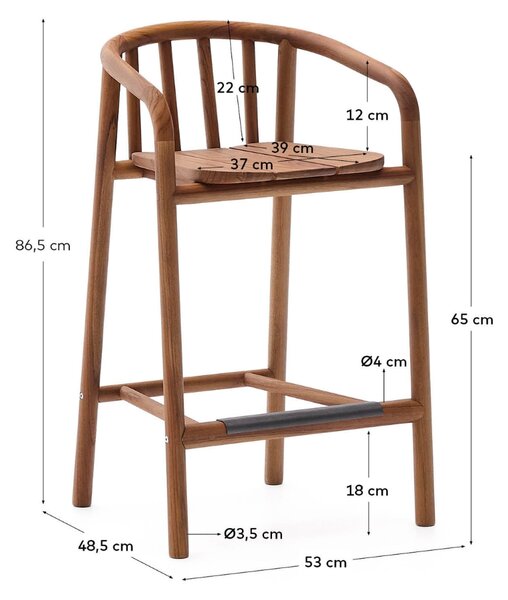Teaková zahradní barová židle Kave Home Turqueta 65 cm