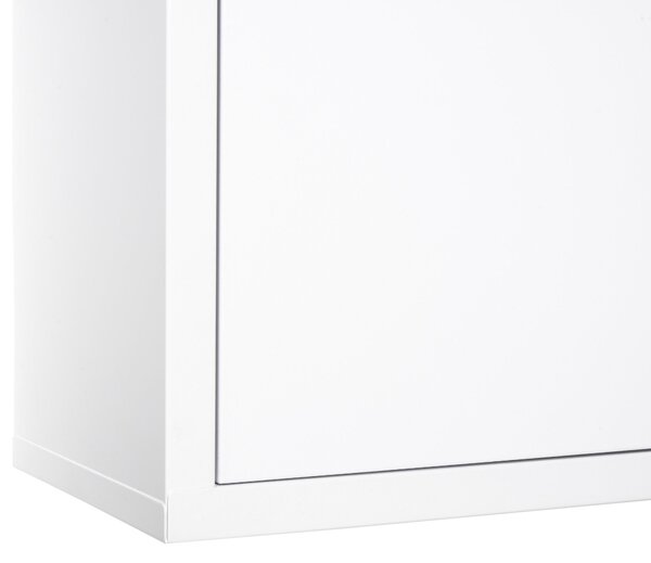 Kleankin lékárnička pro uložení léků, uzamykatelná kovová lékárnička se 3 přihrádkami, 40 x 18 x 60 cm, bílá | Aosom