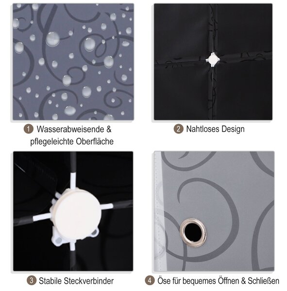 HOMCOM DIY Systém Šatníku se 2 Velkými a 9 Malými K cubes, Úložný prostor, Botník, Knihovna, Hračkový K cabinet Černá 111 x 47 x 145 cm | Aosom