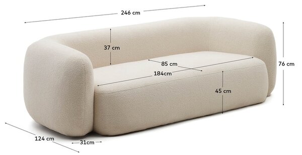 Krémová pohovka z textilie bouclé 246 cm Martina – Kave Home