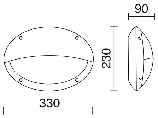 Dopo Teia oval hood E27 přisazené svítidlo šedé