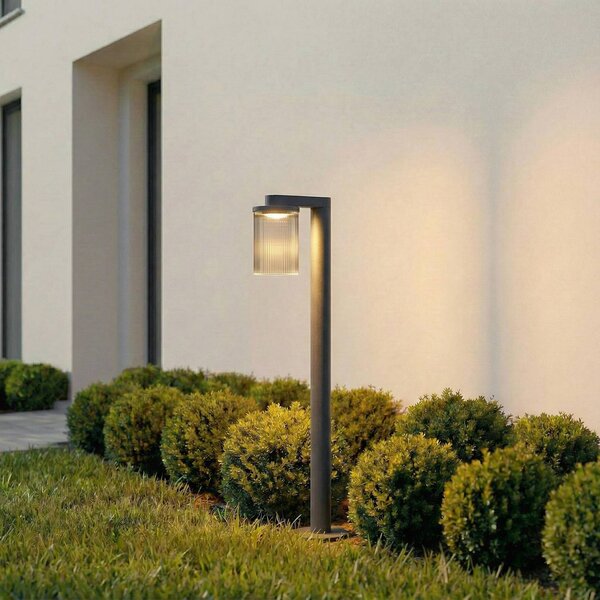 Lucande LED osvětlení cesty Beelia, antracit, 90 cm, rýhované, Černá, Hliník, Moderní