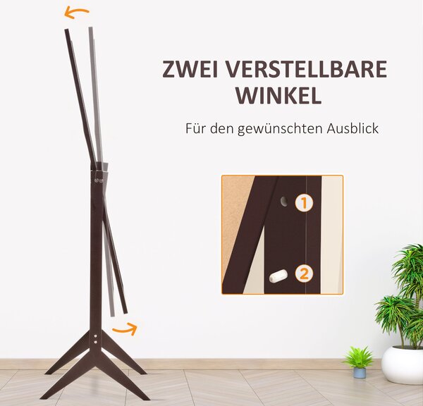 HOMCOM Celoplošné zrcadlo s nohami, zrcadlo pro líčení, MDF Káva 47 x 46 x 148 cm | Aosom