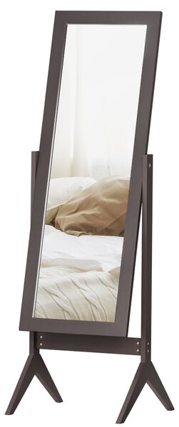 HOMCOM Celoplošné zrcadlo s nohami, zrcadlo pro líčení, MDF Káva 47 x 46 x 148 cm | Aosom