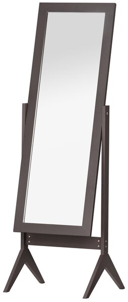 HOMCOM Celoplošné zrcadlo s nohami, zrcadlo pro líčení, MDF Káva 47 x 46 x 148 cm | Aosom