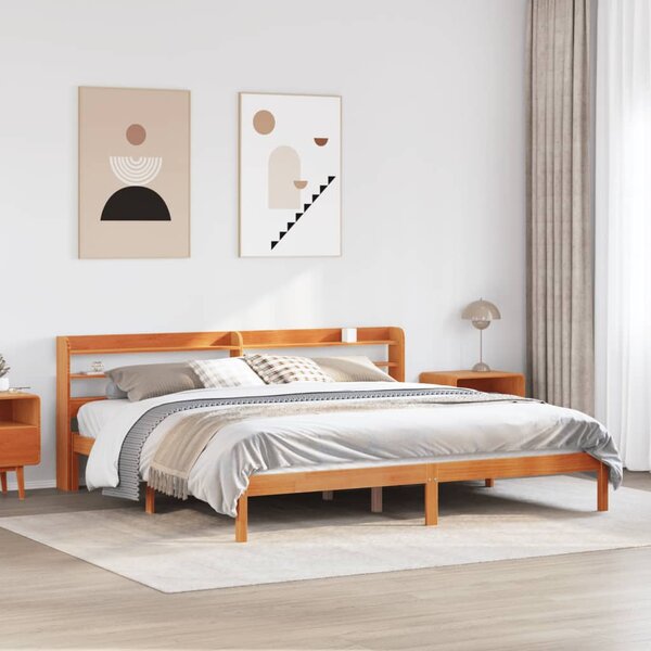 Rám postele s čelem voskově hnědý 200x200 cm masivní borovice 3306563