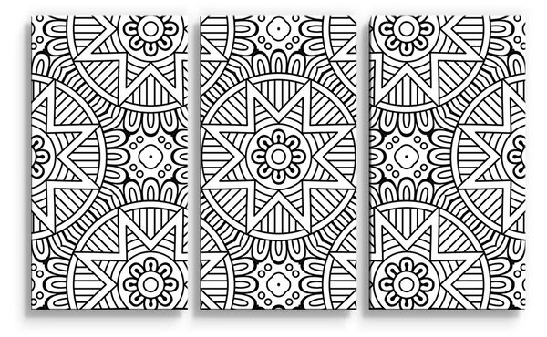 Sablio Obraz - 3-dílný Hvězdy mehendi - 120x80 cm