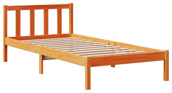 Rám postele s čelem voskově hnědý 100 x 200 cm masivní borovice 3306596