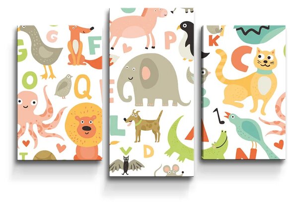 Sablio Obraz - 3-dílný Zoo abeceda - 75x50 cm