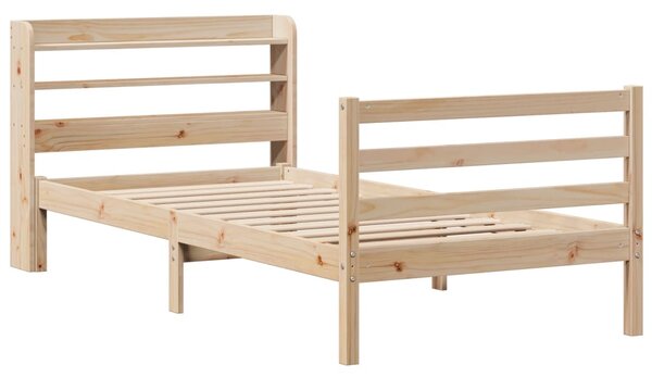 Rám postele s čelem 100 x 200 cm masivní borové dřevo 3306641