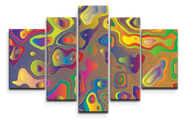 Sablio Obraz - 5-dílný Barevné skvrny - 125x90 cm