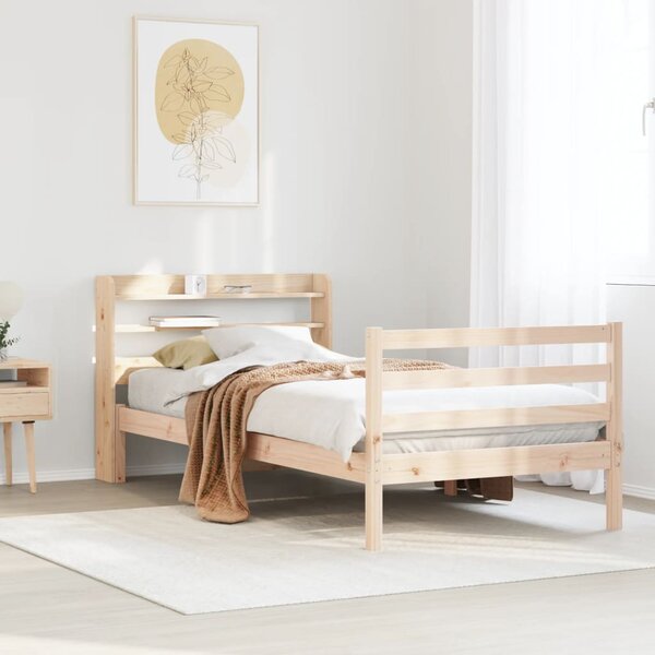 Rám postele s čelem 100 x 200 cm masivní borové dřevo 3306641