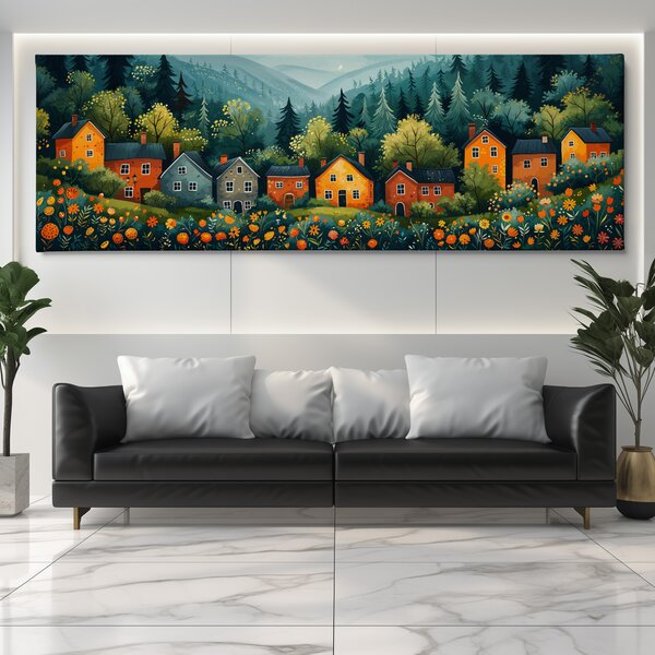 Obraz na plátně - Kouzelná vesnička Foriste FeelHappy.cz Velikost obrazu (šířka x výška): 120 x 40 cm