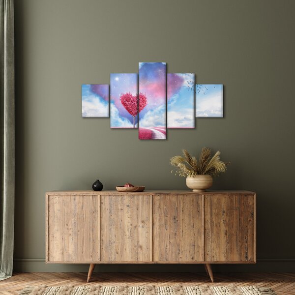Obraz - Růžový strom srdce (125x70 cm)