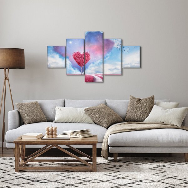 Obraz - Růžový strom srdce (125x70 cm)