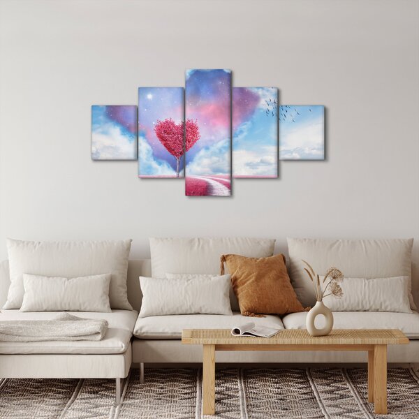 Obraz - Růžový strom srdce (125x70 cm)