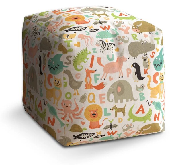 Sablio Taburet Cube Zoo abeceda - 40x40x40 cm