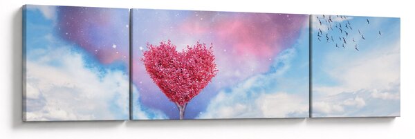 Obraz - Růžový strom srdce (170x50 cm)