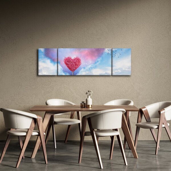 Obraz - Růžový strom srdce (170x50 cm)