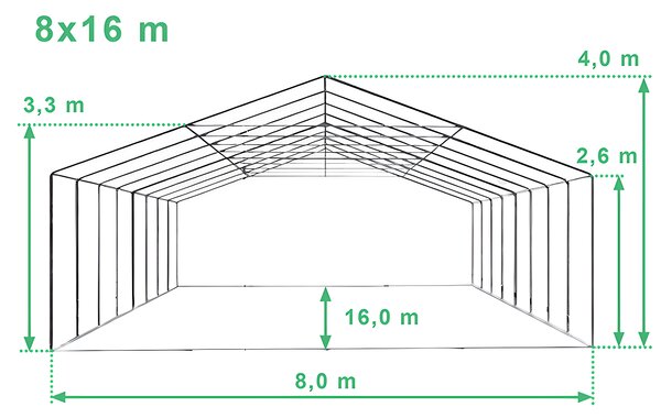 Párty stan 8x16m Max+ 2,6m - ohnivzdorný barva Bílá