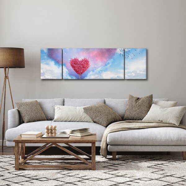 Obraz - Růžový strom srdce (170x50 cm)