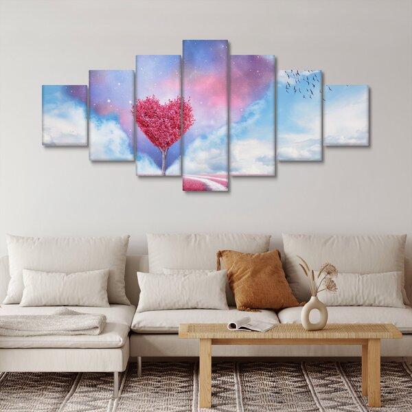 Obraz - Růžový strom srdce (210x100 cm)