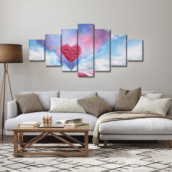 Obraz - Růžový strom srdce (210x100 cm)