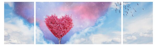 Obraz - Růžový strom srdce (170x50 cm)